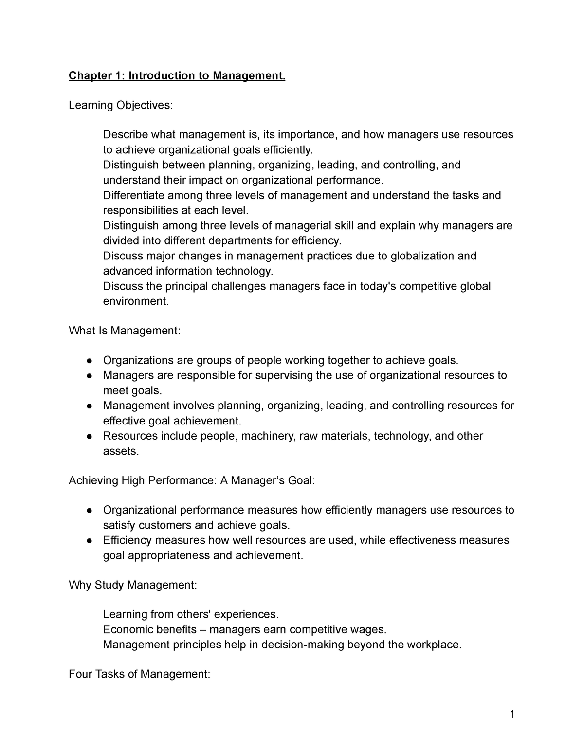 MGT 420 Notes - All chapters are included in this file. Short and ...