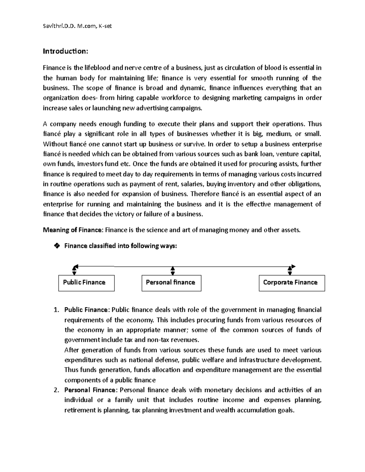 418331381 Introduction FM real 2 docx - Introduction: Finance is the ...