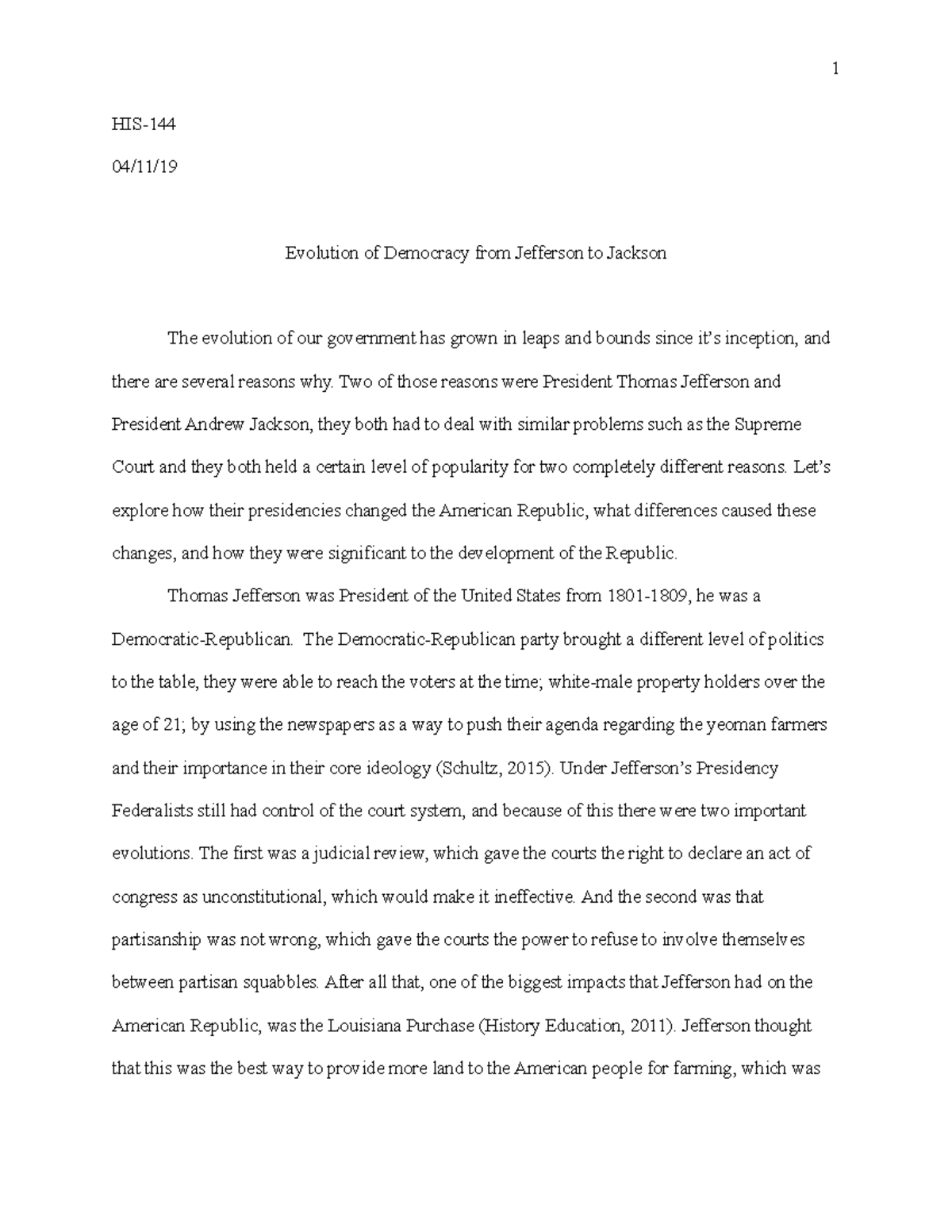 The Evolution of Democracy in the Early Republic - HIS-144 - GCU - Studocu