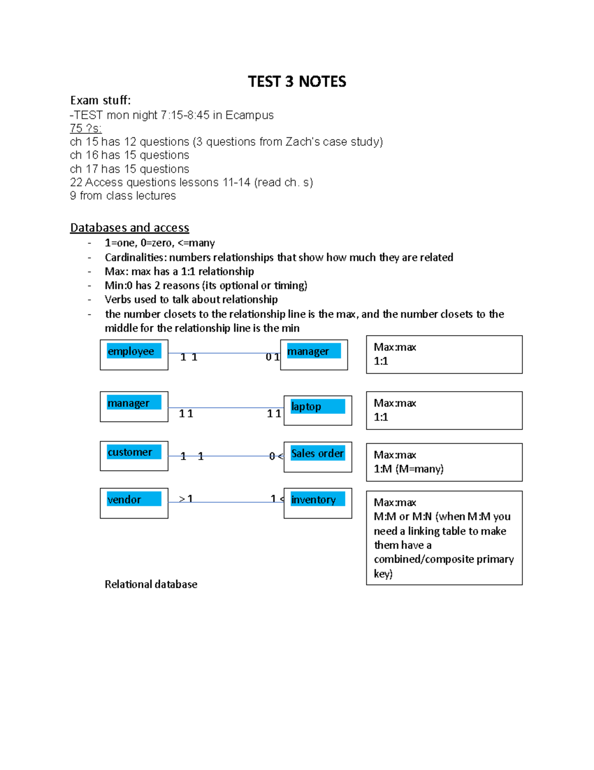 TEST 3 Notes - TEST 3 NOTES Exam stuff: -TEST mon night 7:15-8:45 in ...