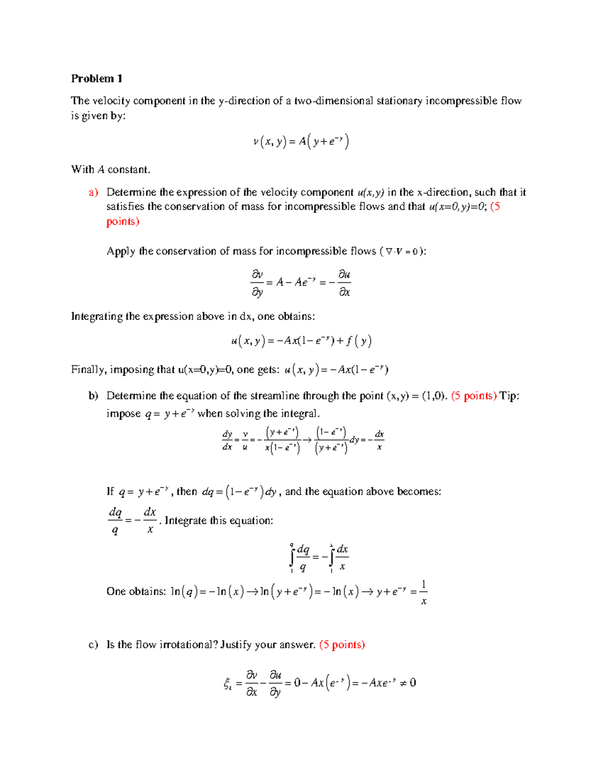 Exam Aero-I 31-10-2022 Solutions v4 - Problem 1 The velocity component ...