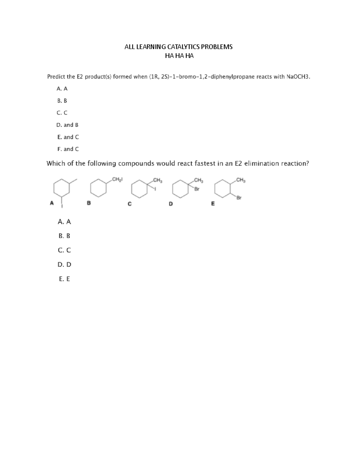 Test I Learning Catalytics Problems - CHEM 203 - ALL LEARNING ...