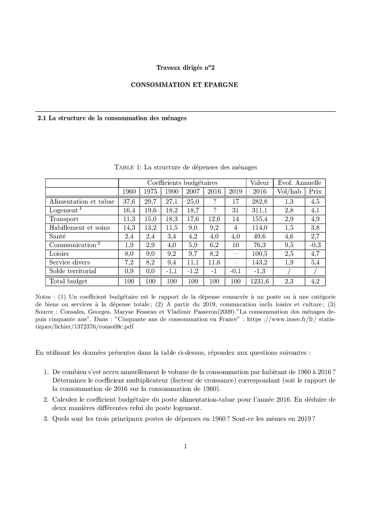 TD2 - TD2 - Travaux Dirig ́es N O 2 CONSOMMATION ET EPARGNE 2 La ...