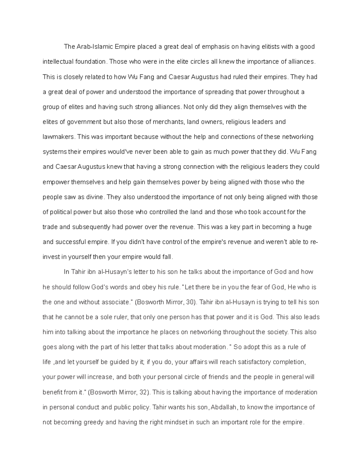 Arab-Islamic Empire Paper - The Arab-Islamic Empire placed a great deal ...