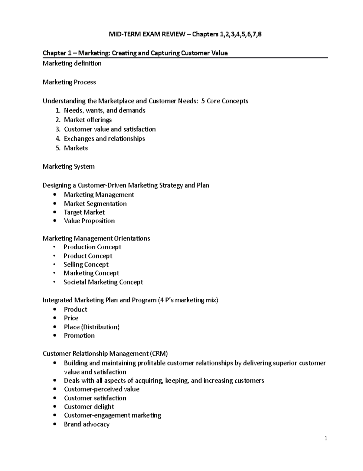 MID TERM EXAM Review 2021 - MID-TERM EXAM REVIEW – Chapters 1,2,3,4,5,6 ...