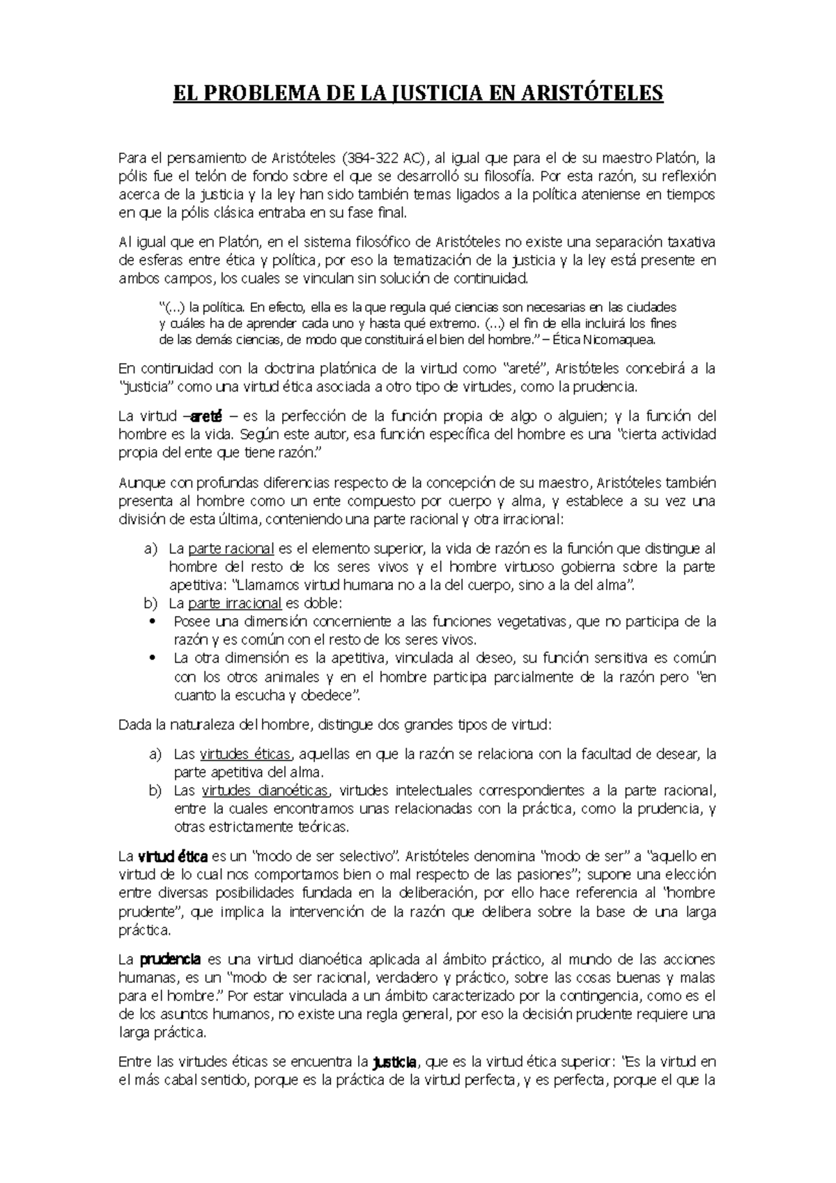 Capitulo 3 - EL PROBLEMA DE LA JUSTICIA EN ARISTÓTELES Para el ...