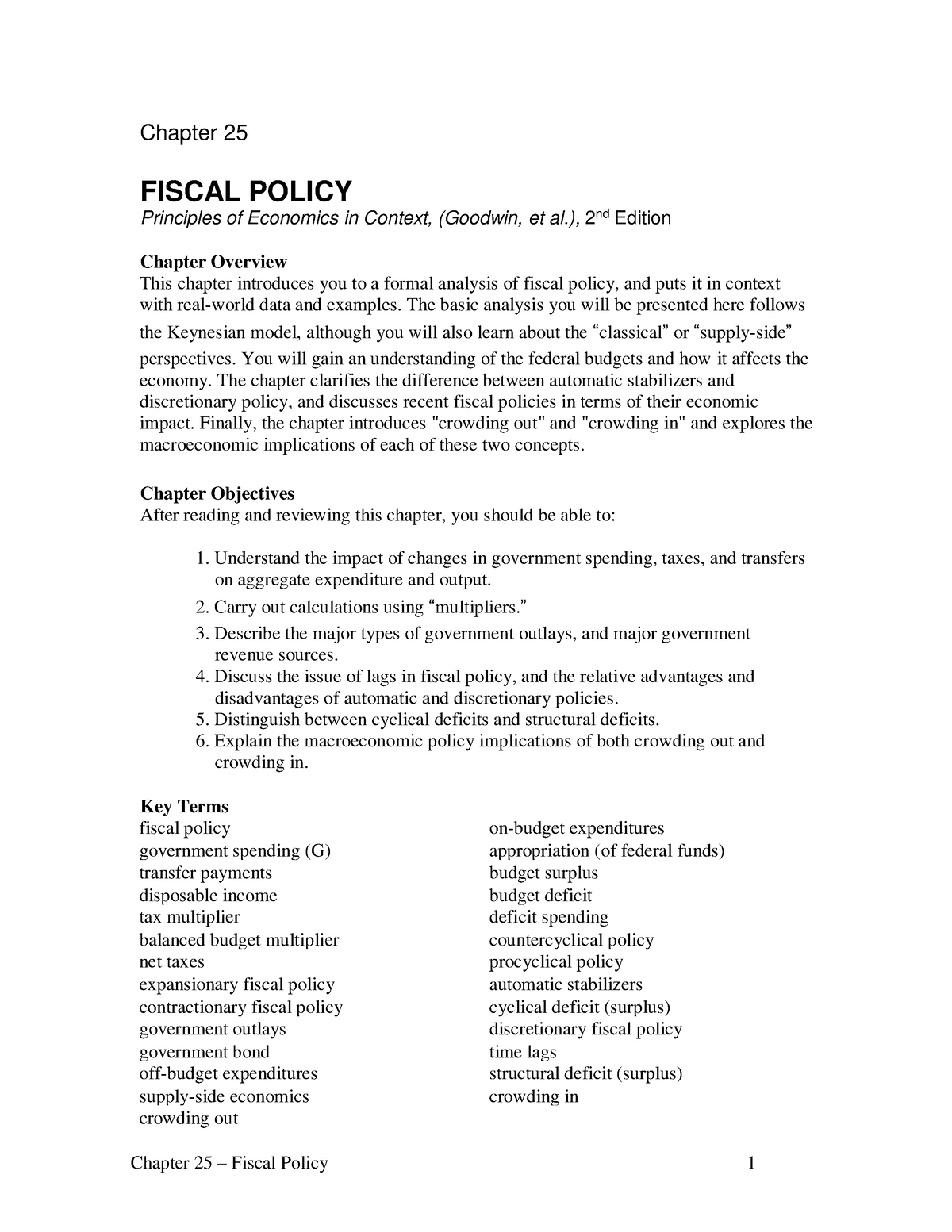 Principles 2e SSG Ch25 - Fiscal Policy - Chapter 25 FISCAL POLICY ...