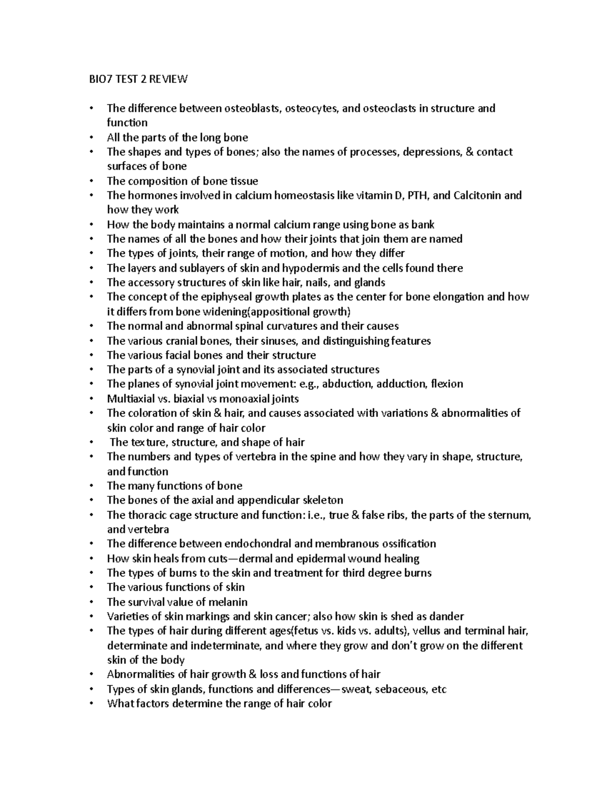 BIO7 TEST 2 Review - test 2 study guide - BIO7 TEST 2 REVIEW The ...