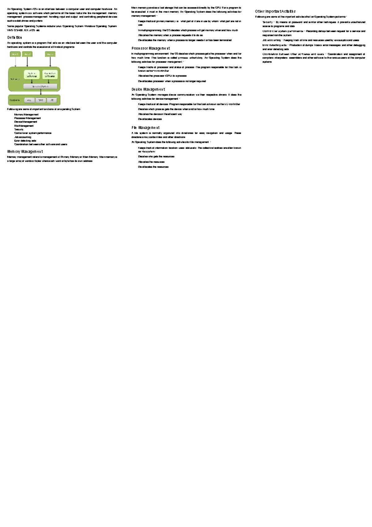 Operating System - Overview - An Operating System (OS) is an interface ...