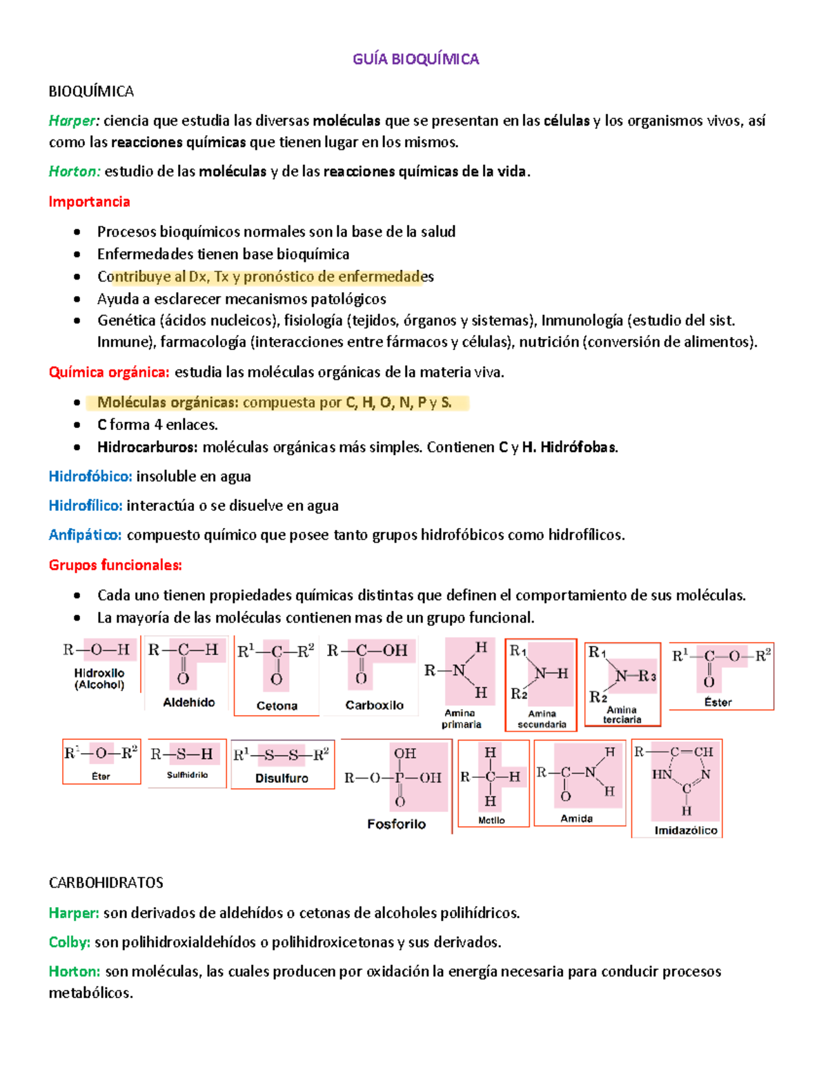 Bioquimica Primer Parcial - GUÍA BIOQUÍMICA BIOQUÍMICA Harper: Ciencia ...