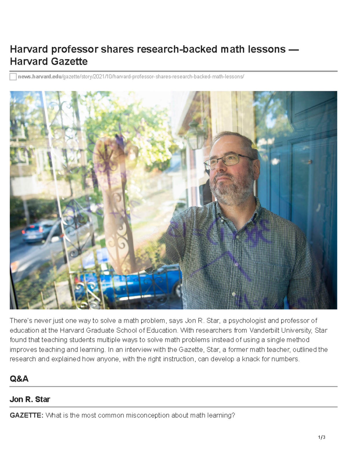News.harvard.edu-Harvard professor shares research-backed math lessons ...