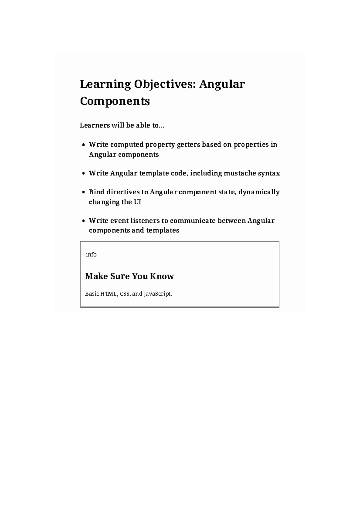Angular Components Notes - Learning Objectives: Angular Components ...