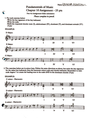 MUSC 1030 / Fundamentals of Music / Homework Assignment / Ch. 1 ...