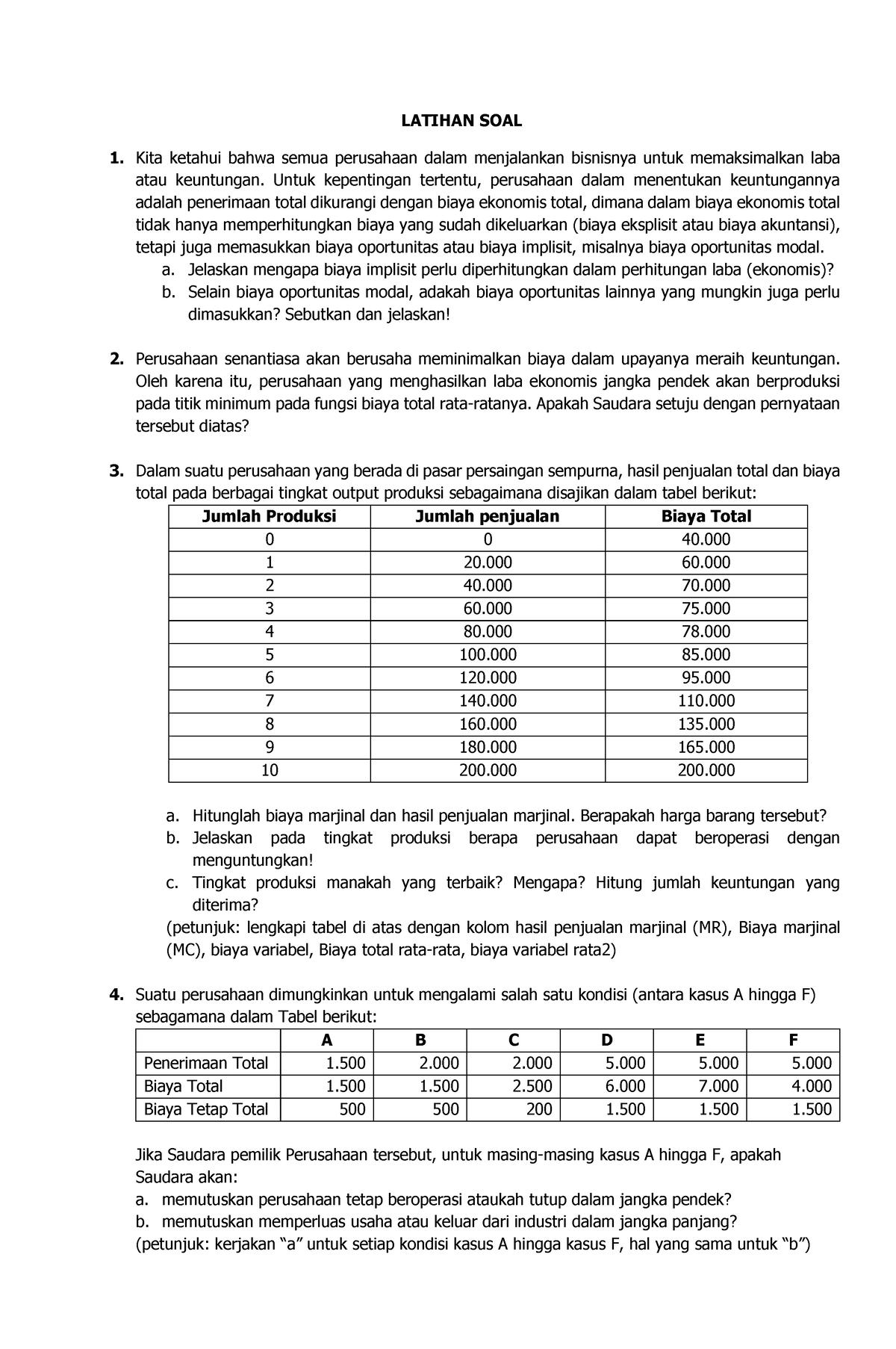 Pengantar Ilmu Ekonomi-Latihan Soal UAS - LATIHAN SOAL Kita Ketahui ...