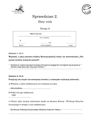 Sprawdzian Z Dzialu 3 Książka My I Historia Klasa 4 www.studocu.com