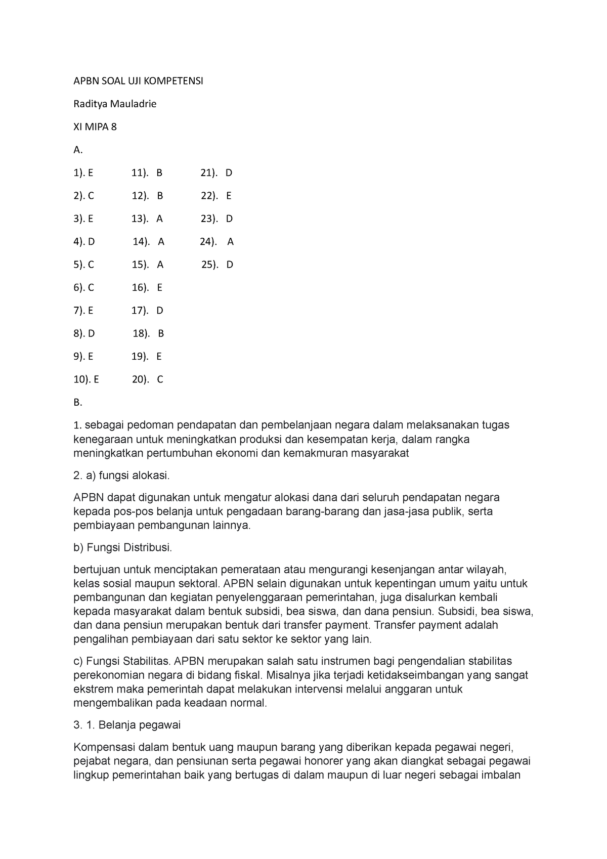 APBN SOAL UJI Kompetensi - APBN SOAL UJI KOMPETENSI Raditya Mauladrie ...