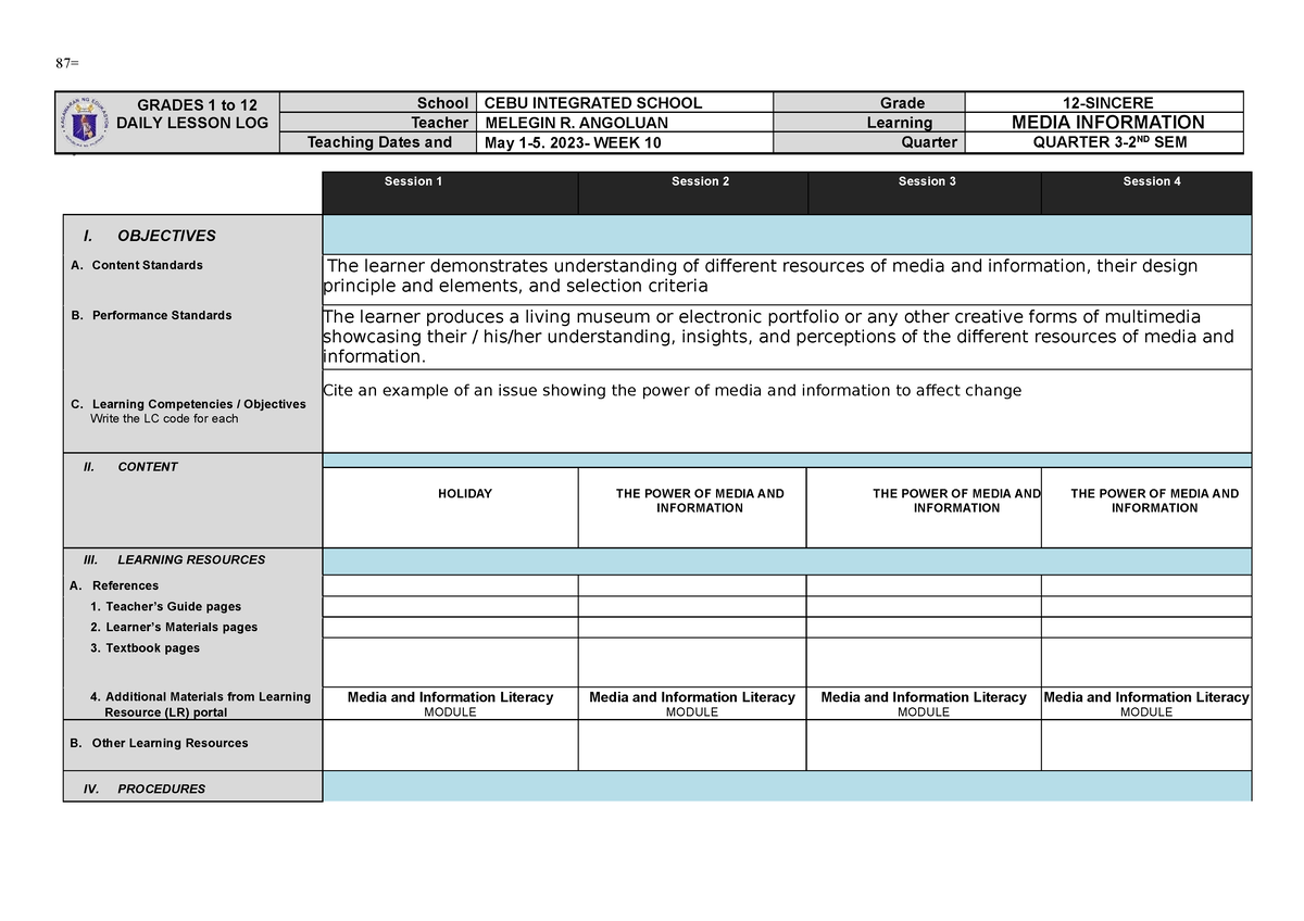 WK-10-Dll -MIL - dll media and information literacy week 10 - 87 ...