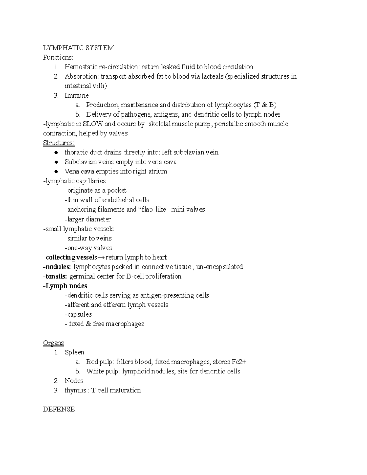 Exam 2 lymphatic - LYMPHATIC SYSTEM Functions: 1. Hemostatic re ...