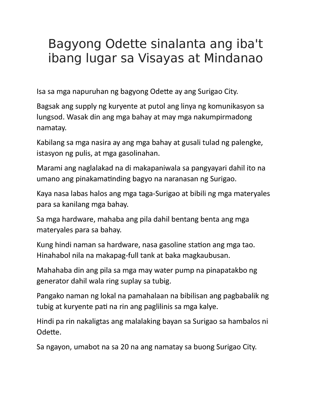 Balita about typhoon  Bagyong Odette sinalanta ang iba't ibang lugar