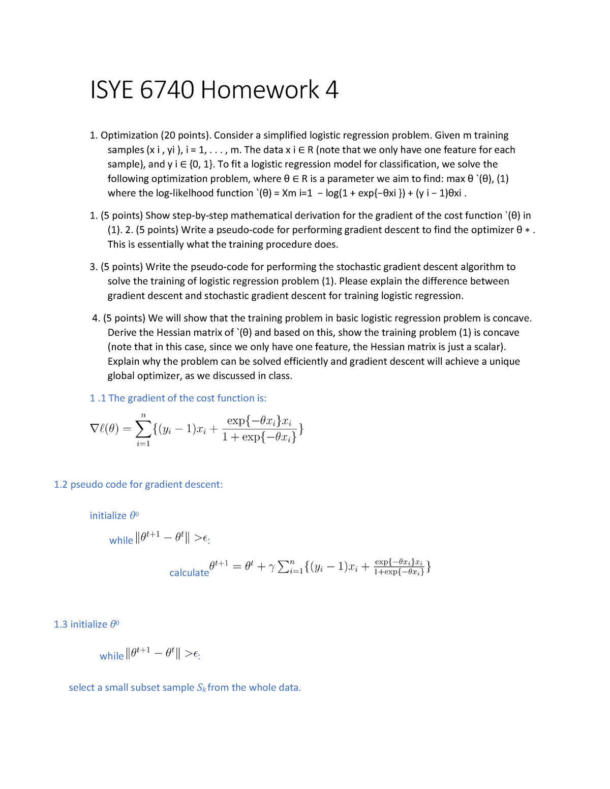 Paul Bidisha HW 4 - ISYE 6740 Homework 4 Optimization (20 points ...