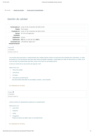Puntos Extra 1 Autocalificable Gestion De Calidad - 12/11/23, 20:08 ...