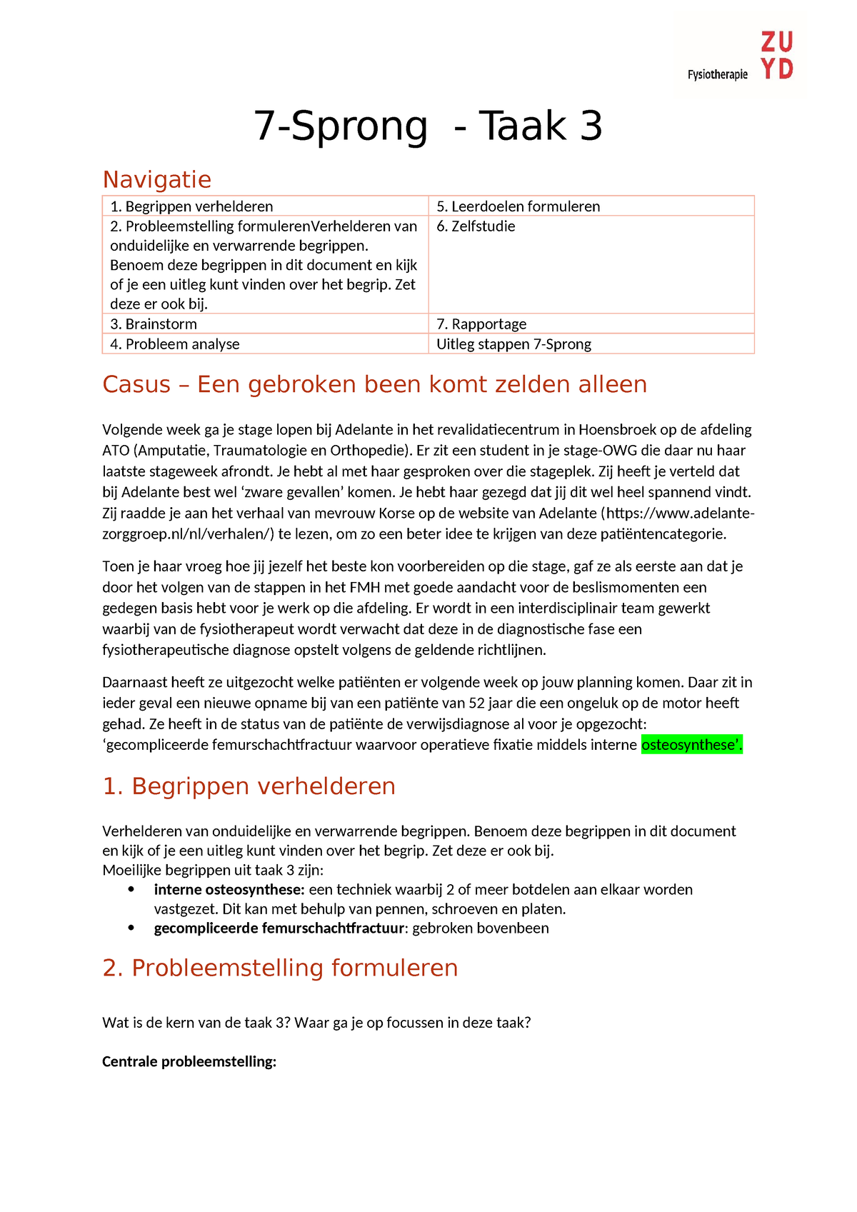 Blok 2 Taak 3 2023 - 7-Sprong - Taak 3 Navigatie 1. Begrippen ...