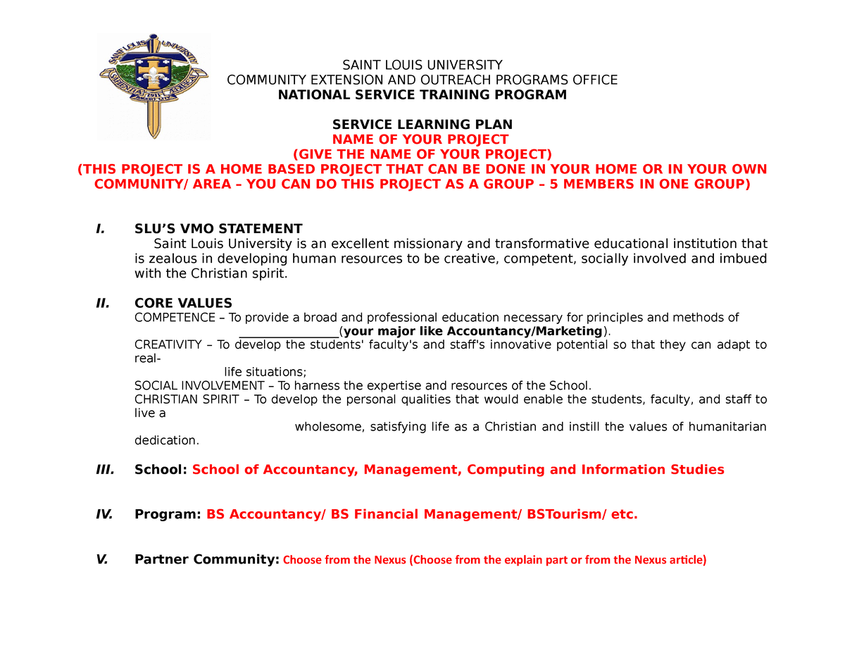 NSTP-1 M4 SLP AS - Guidelines - COMMUNITY EXTENSION AND OUTREACH ...