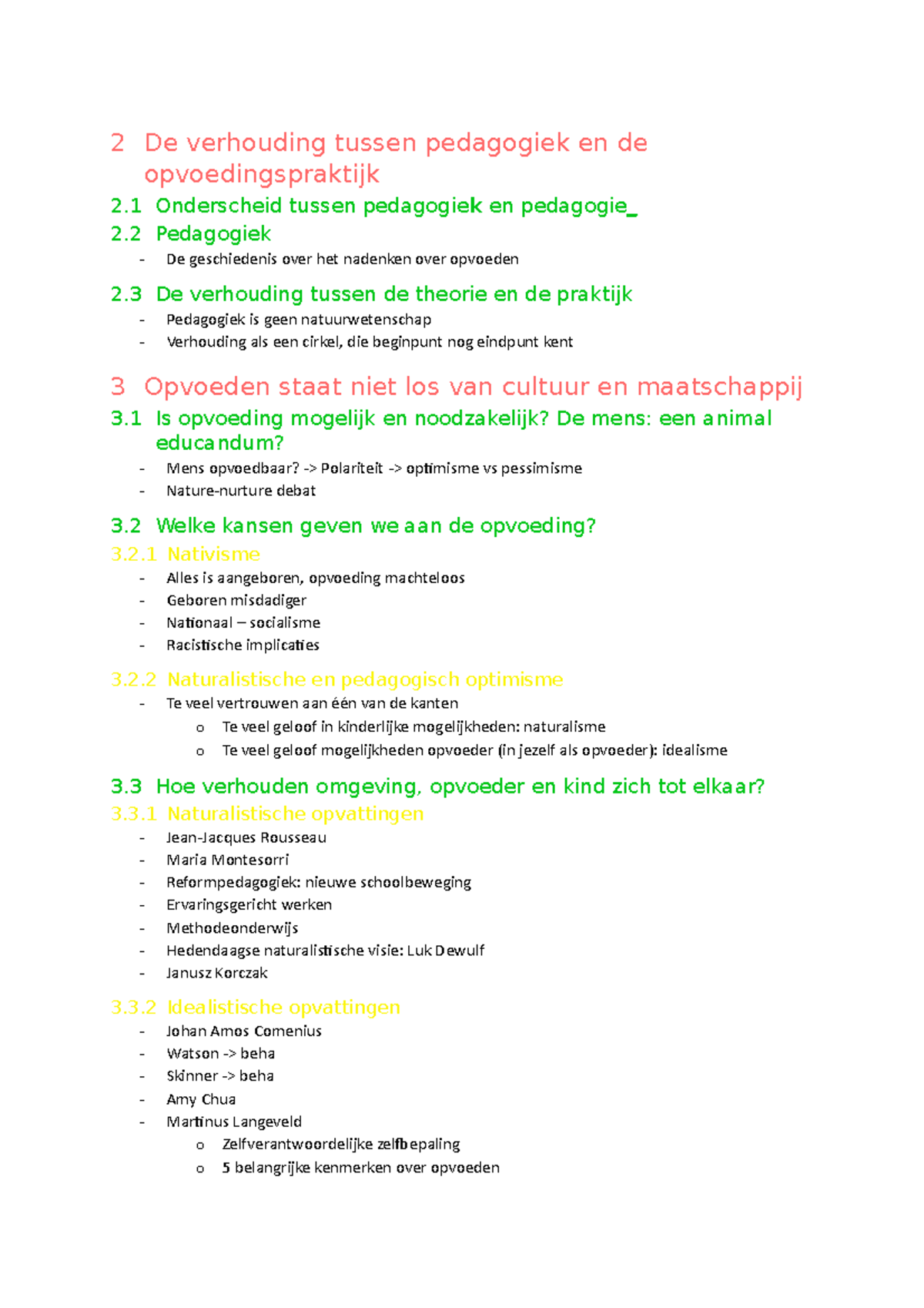 Pedagogiek Inhoudstafel - 2 De Verhouding Tussen Pedagogiek En De ...