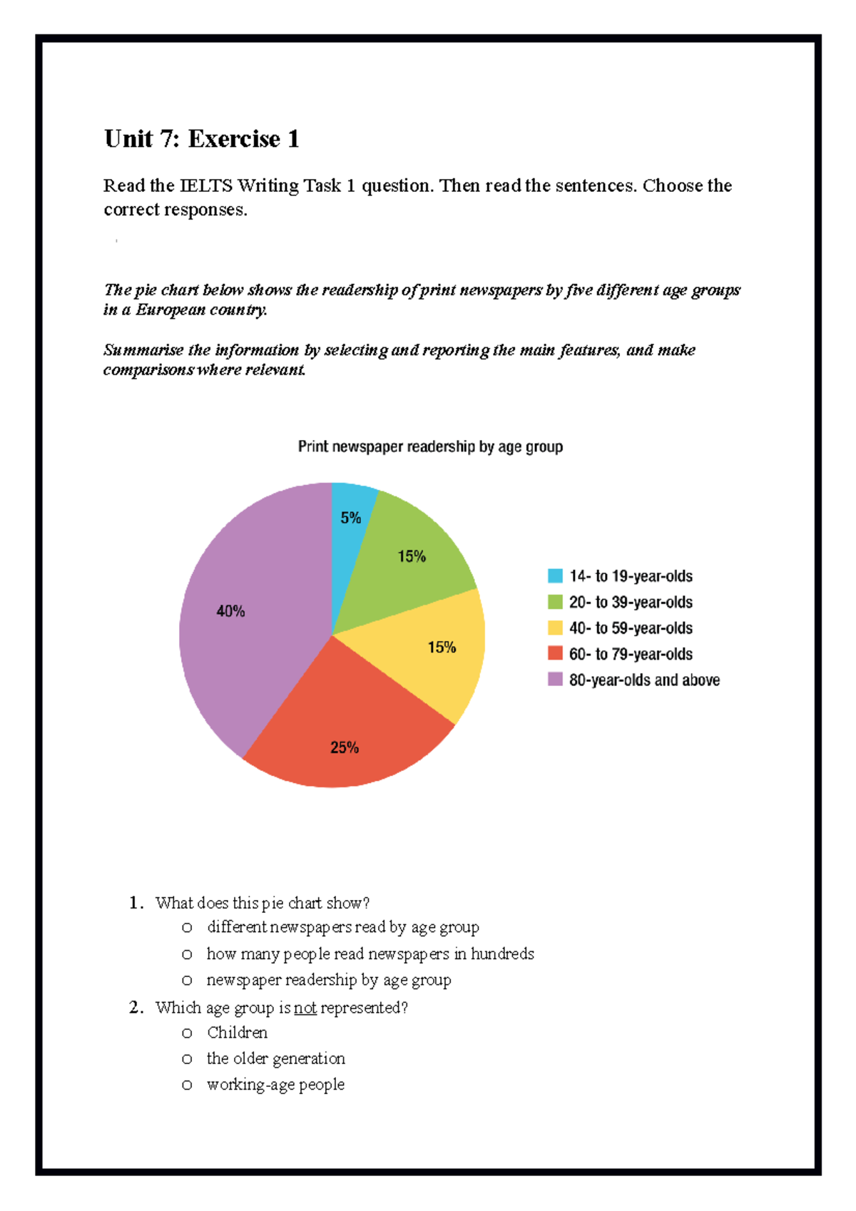 Unit 7 Writing Unit 7 Unit 7 Exercise 1 Read the IELTS Writing