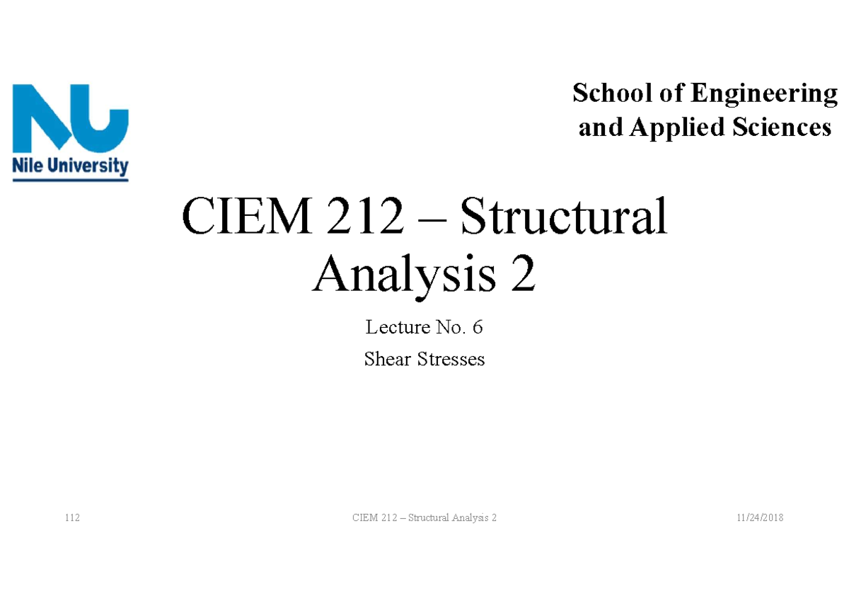 Lecture 6 - School Of Engineering And Applied Sciences CIEM 212 ...