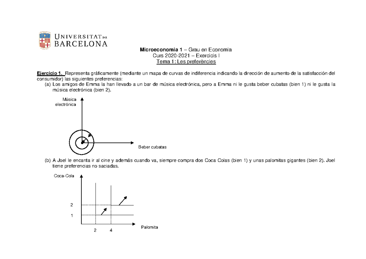 1.1. Ejercicios Preferencias - Microeconomia 1 – Grau En Economia Curs ...