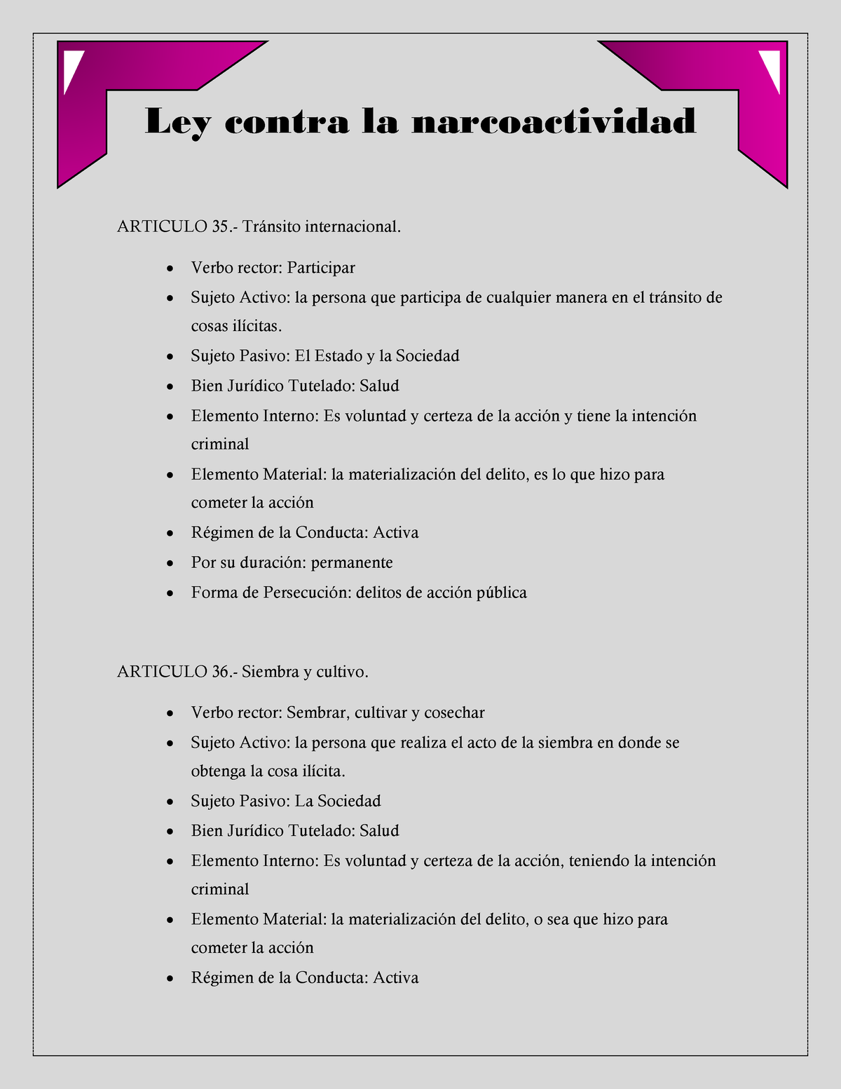 Tarea De La Ley Contra La Narcoactividad Ley Contra La Narcoactividad