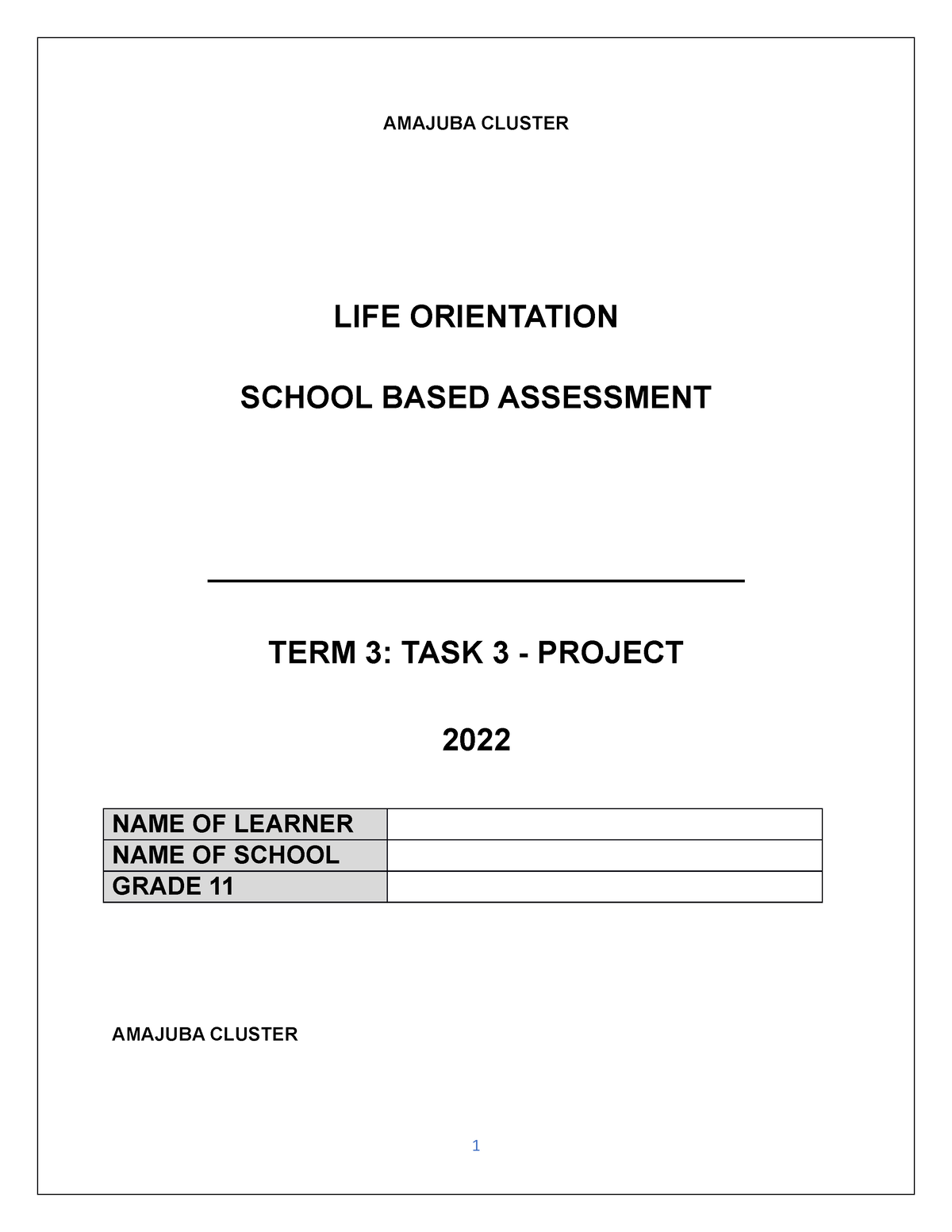 grade 11 research project life orientation term 3