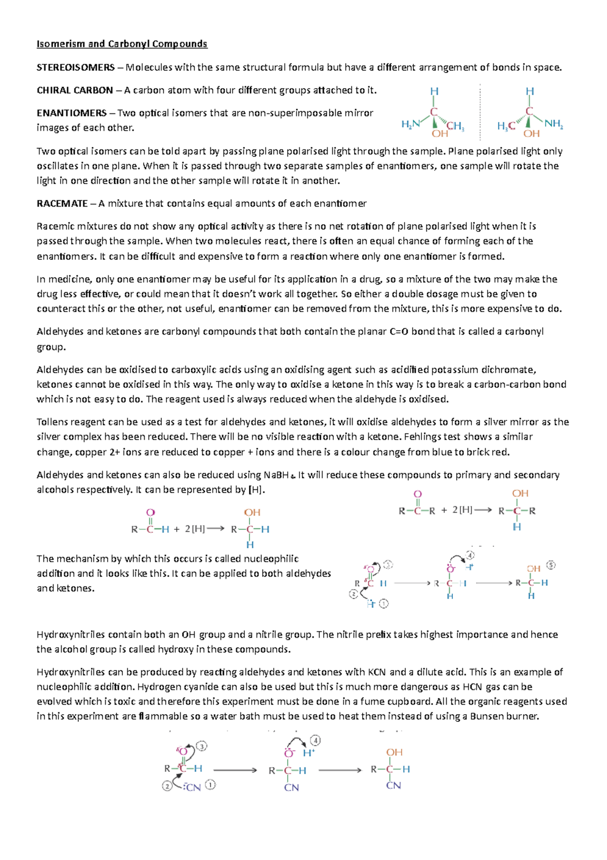 Isomerism and Carbonyl Compounds Notes - Studocu