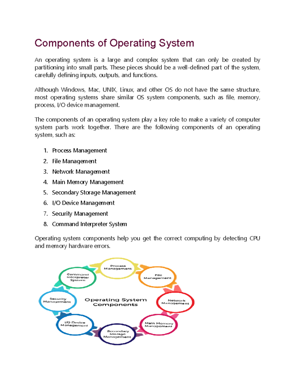 Unit1-Components of Operating System - Components of Operating System ...