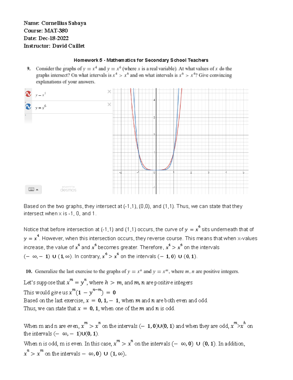Homework 5 - Name: Cornellius Sabaya Course: MAT- Date: Dec-18 ...