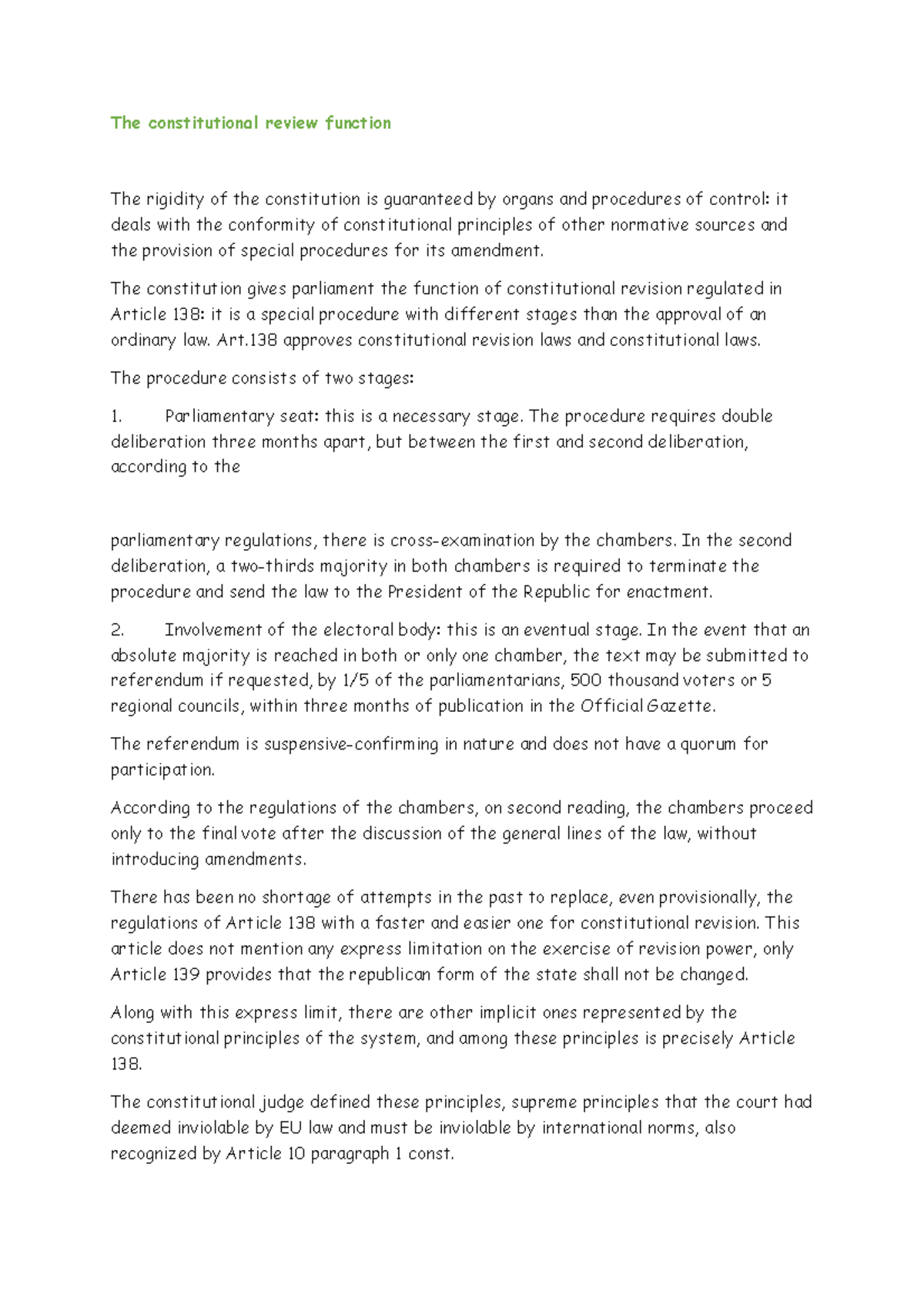 THE Civil Protection 13 The constitutional review function The