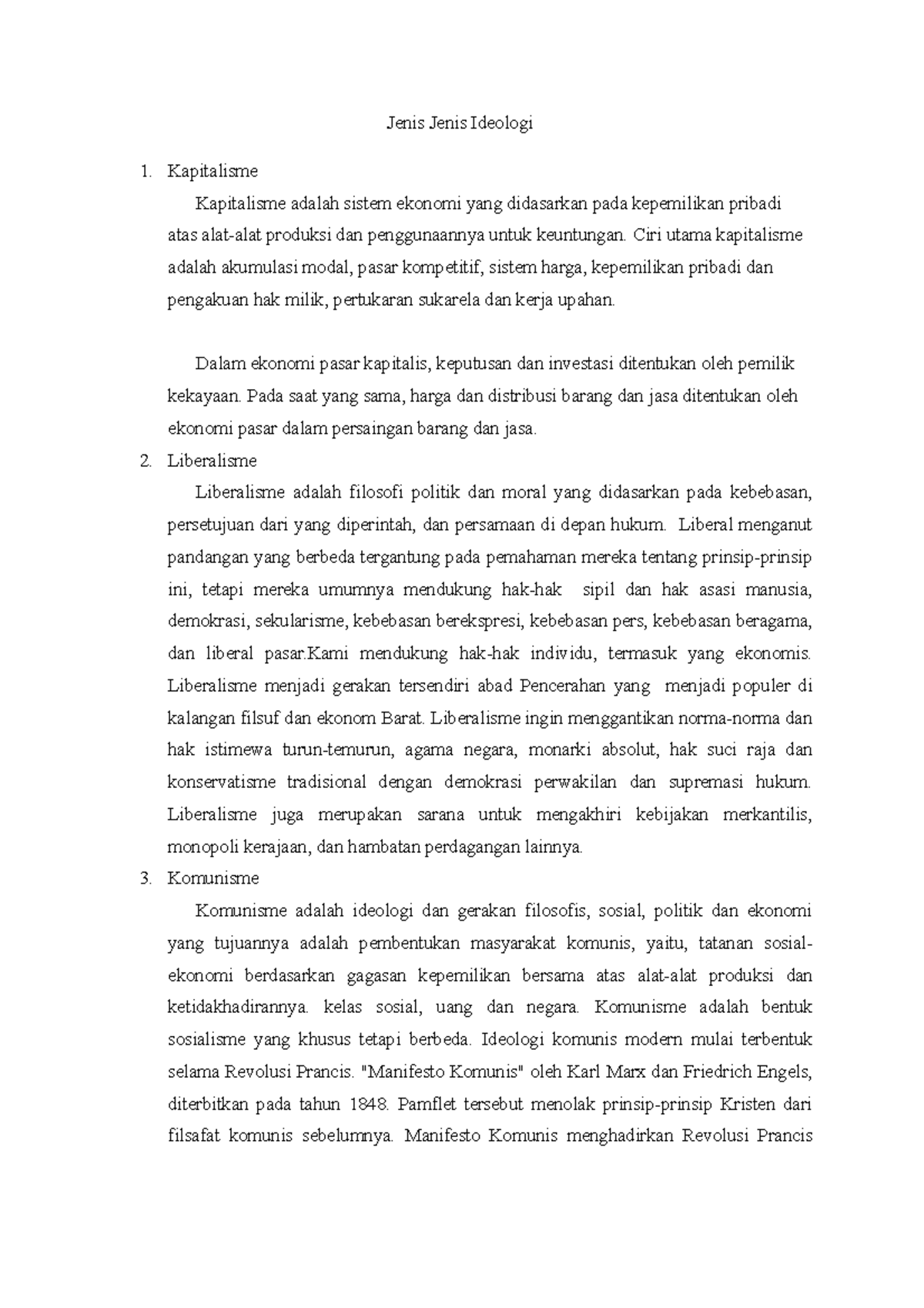 Jenis Jenis Ideologi - Jenis Jenis Ideologi Kapitalisme Kapitalisme