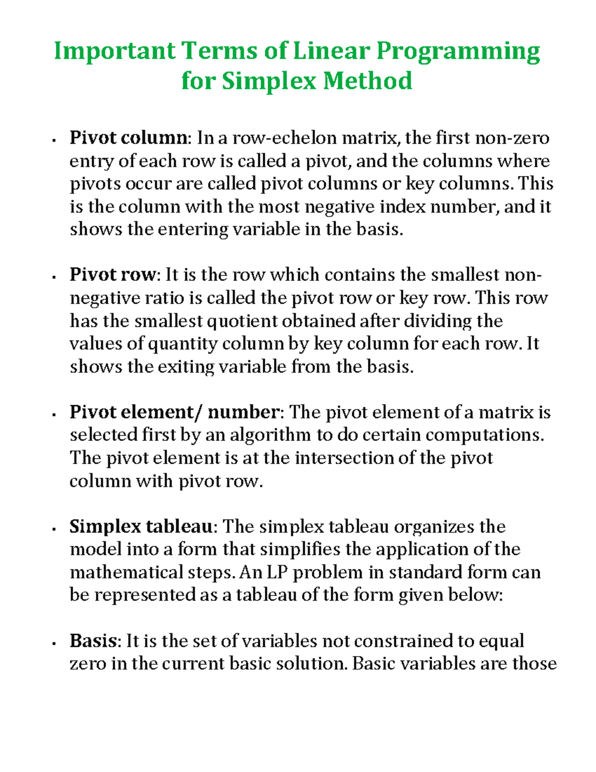 Inbound 6499380732813290432 - Important Terms of Linear Programming for ...