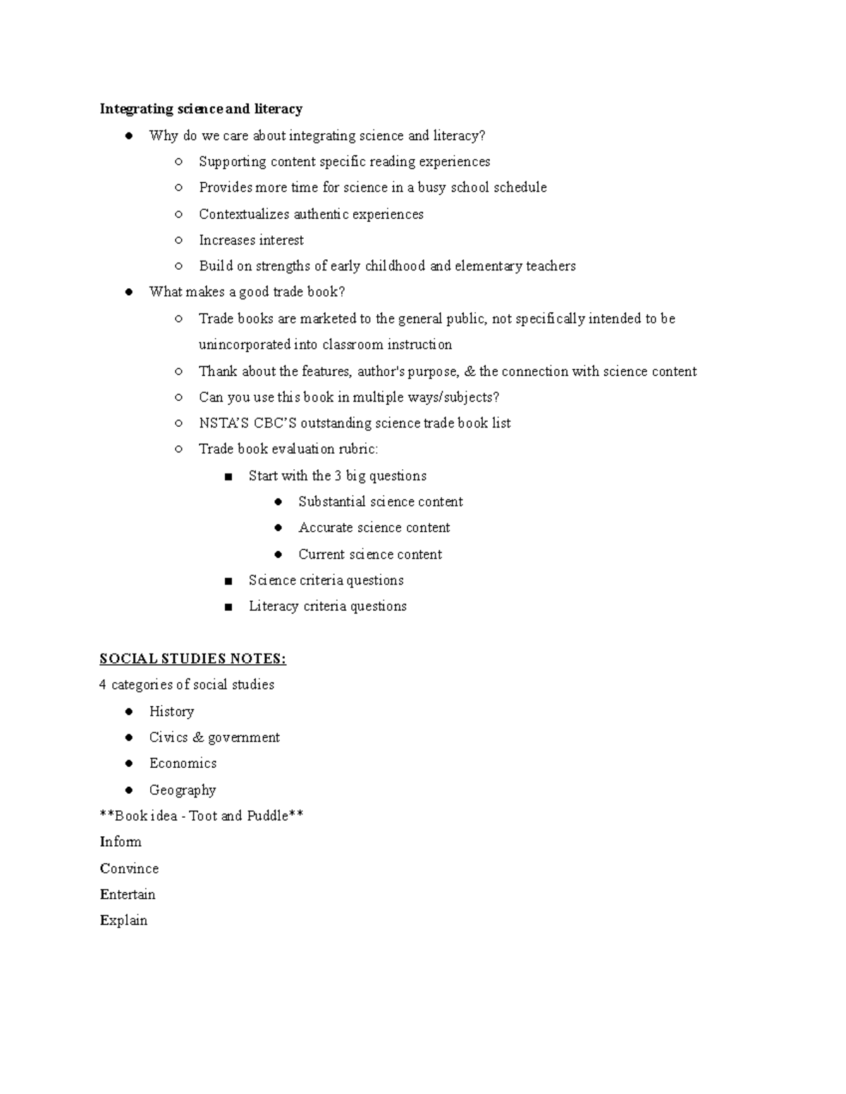376 More Notes - 376 - Integrating science and literacy Why do we care ...