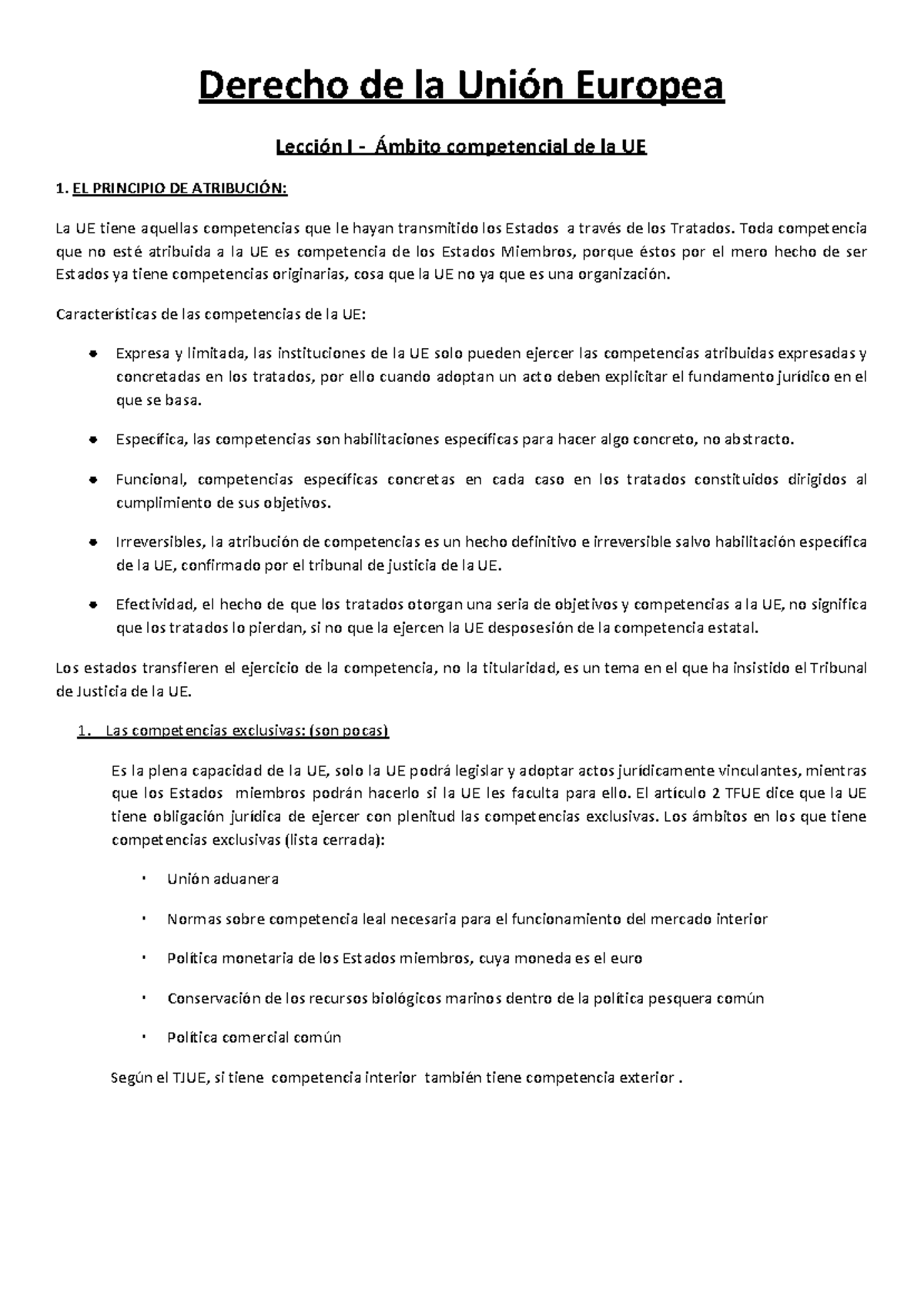 DUE - Apuntes Todos los temas - Derecho de la Unión Europea Lección I ...