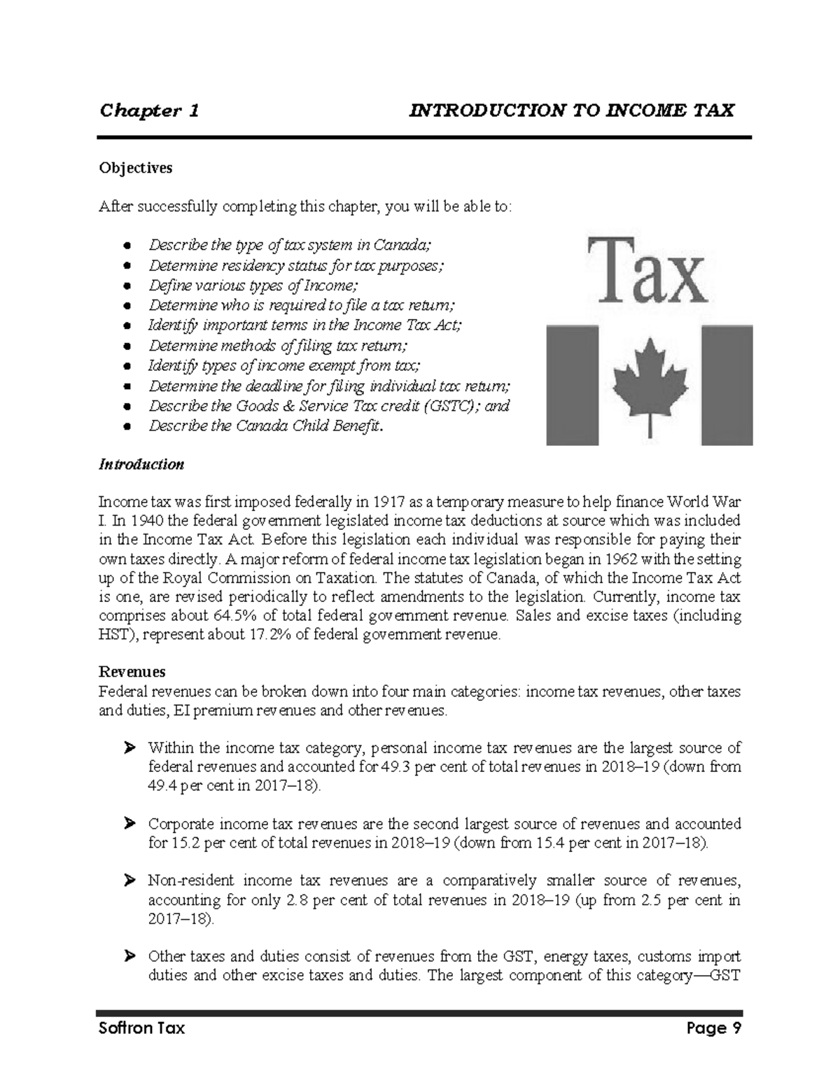 Chapter 1- Introduction To Income Tax - ACTG4710 - Yorku - Studocu