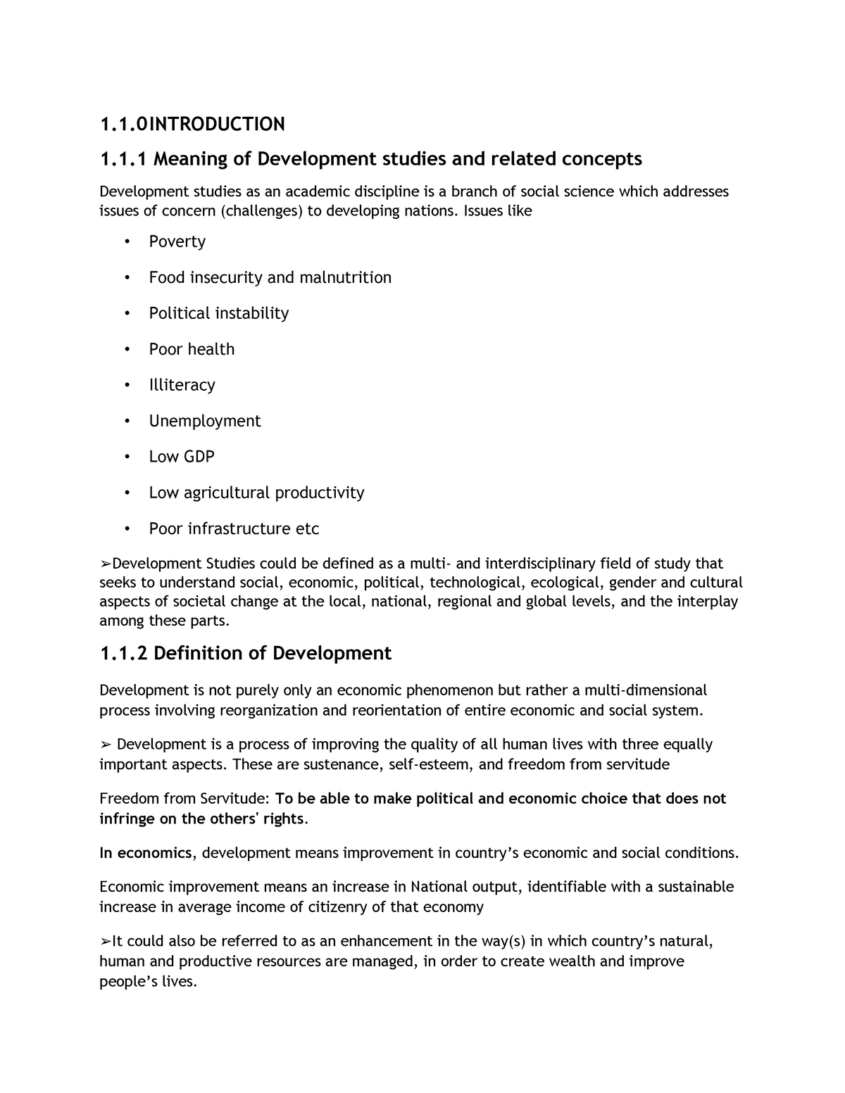 Introduction To Development Studies 1 1 1 1 Meaning Of Development 