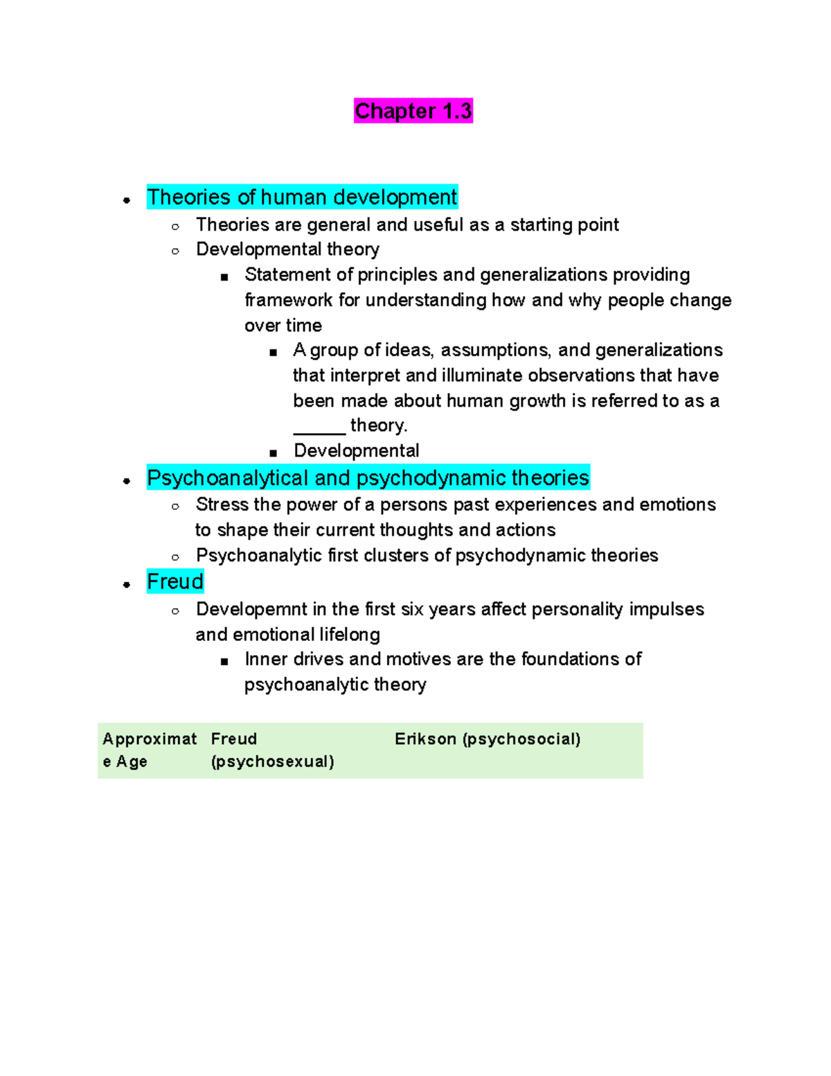 Psych Chapter 1 Pt 3 Chapter 1 Theories Of Human Development Theories Are General And Useful