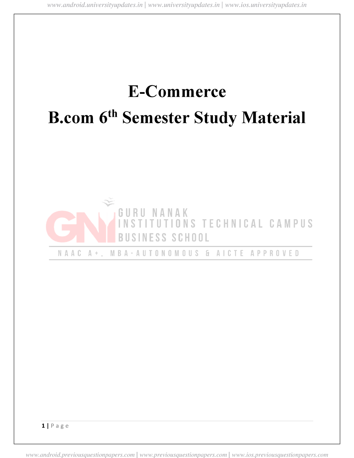 E-Commerce - E Commerce Notes - 1 | P A G E E-Commerce B 6 Th Semester ...