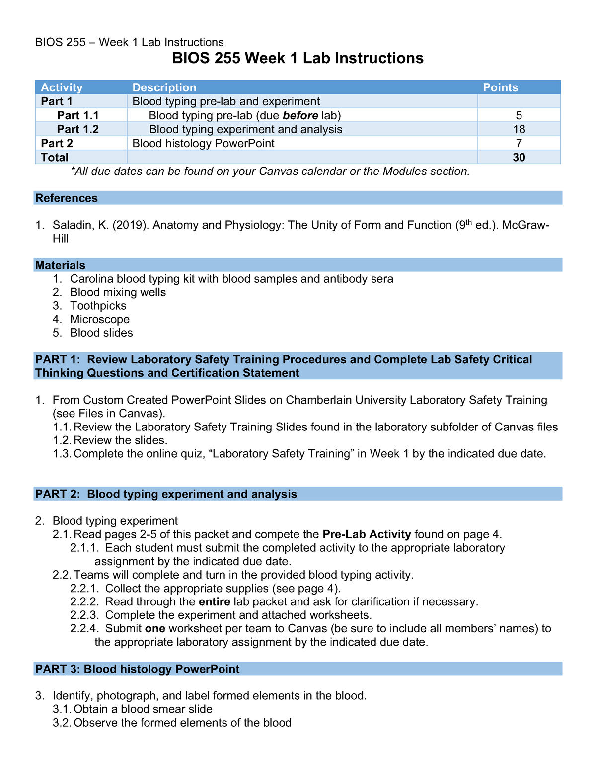 BIOS 255 Wk1-KT - All - BIOS 255 Week 1 Lab Instructions Activity ...