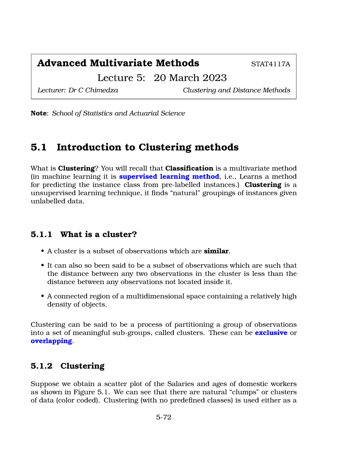 AMM Lecture 5 - Stats - Advanced Multivariate Methods STAT4117A Lecture ...