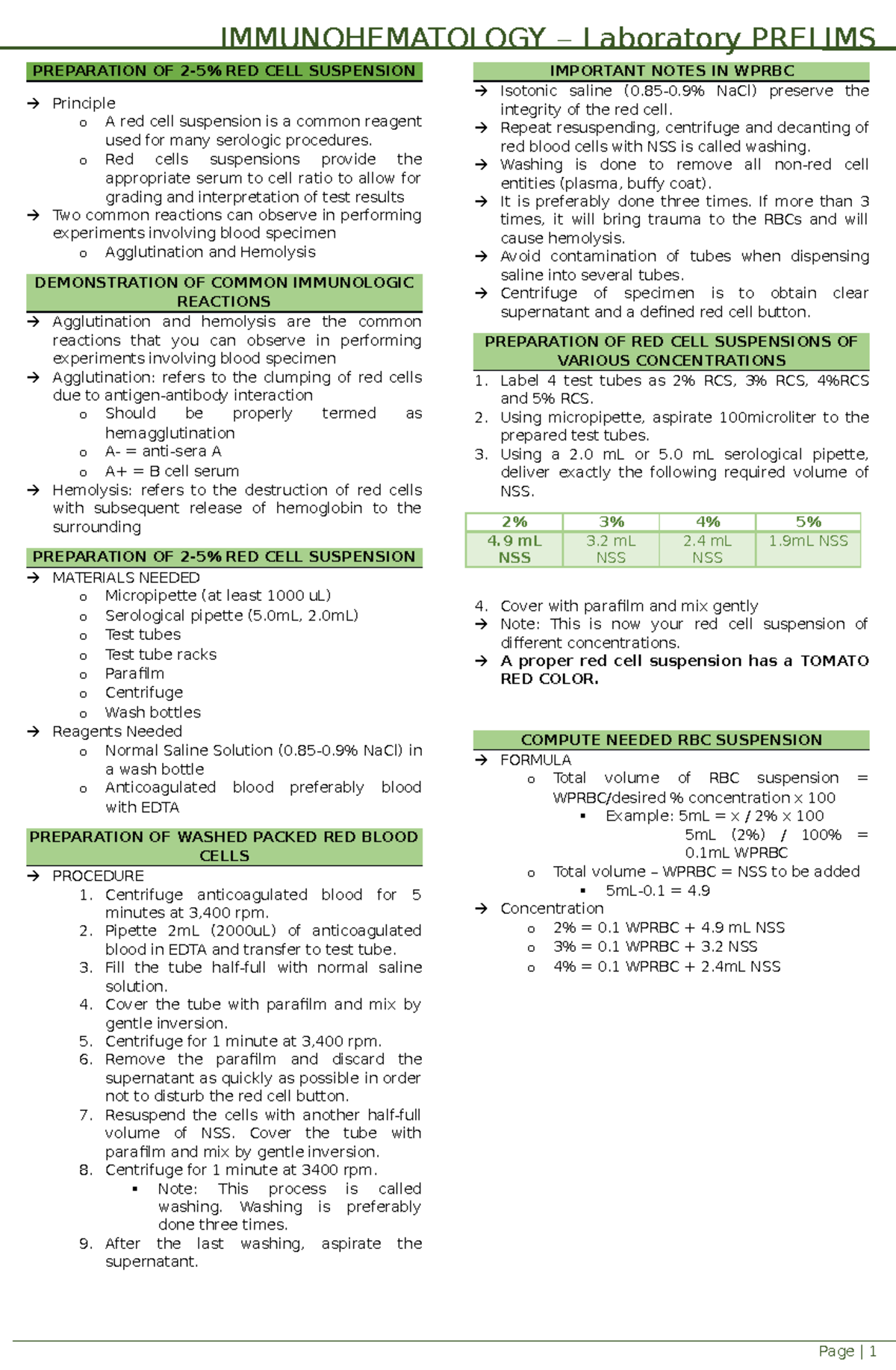 Immunohema LAB Topic 1 Prelims - IMMUNOHEMATOLOGY – Laboratory PRELIMS ...