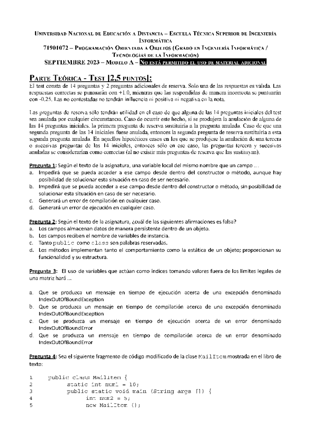 2023 Septiembre A - Exámanes POO - Programación Orientada a Objetos ...