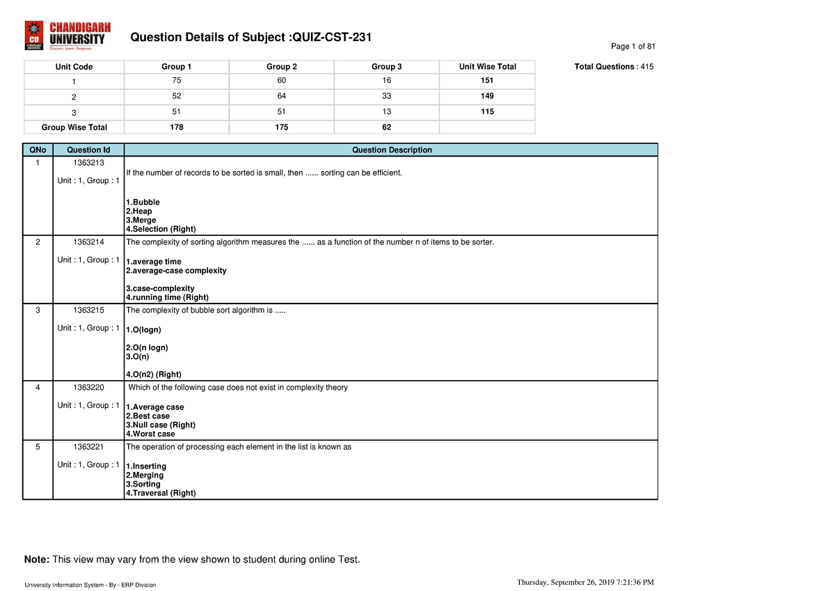 Bubble Sort MCQ Quiz - ProProfs Quiz